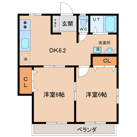 郡山駅 バス10分  朝日二丁目下車：停歩1分 2階の物件間取画像